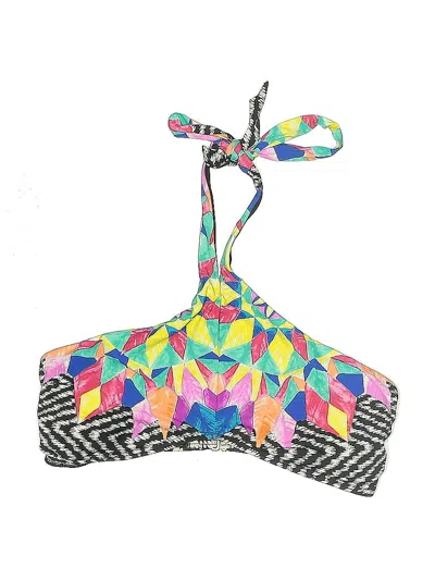 Pre-owned Bar Iii Swimsuit Top Gray Print Pattern Swimwear