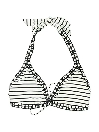 Bar Iii Swimsuit Top Ivory Stripes Pattern Swimwear In White