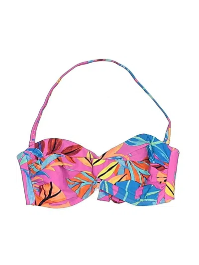 Pre-owned Bar Iii Swimsuit Top Pink Tropical Pattern Swimwear