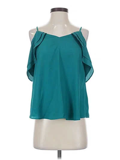 Pre-owned Bar Iii Tank Top Teal Cold Shoulder Neckline Tops In Blue