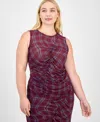 Bar Iii Trendy Plus Plaid Asymmetric Ruching Top Skirt Macys Exclusive In Multi