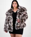 Bar Iii Trendy Plus Printed Faux-fur Coat, Macy's Exclusive In Multi