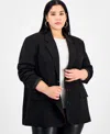 Bar Iii Trendy Plus Size Boyfriend Blazer, Macy's Exclusive In Black