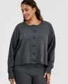 Bar Iii Trendy Plus Size Button-front Long-sleeve Cardigan, Macy's Exclusive In Gray