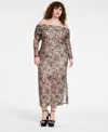 Bar Iii Trendy Plus Size Printed Off-the-shoulder Mesh Top, Created For Macy's In Carly Cheetah