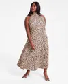 Bar Iii Trendy Plus Size Cheetah-print Mock Neck Sleeveless Dress, Exclusively At Macy's In Clara Cheetah