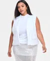 Bar Iii Trendy Plus Size Cropped Vest, Exclusively At Macy's In Bright White