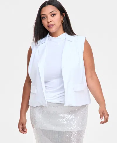 Bar Iii Trendy Plus Size Cropped Vest, Exclusively At Macy's In Bright White
