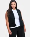 Bar Iii Trendy Plus Size Cropped Vest, Exclusively At Macy's In Deep Black