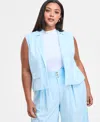 Bar Iii Trendy Plus Size Cropped Vest, Exclusively At Macy's In Oasis Blue