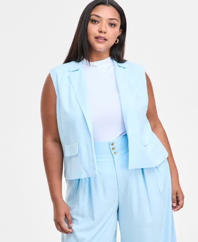 Bar Iii Trendy Plus Size Cropped Vest, Exclusively At Macy's In Oasis Blue