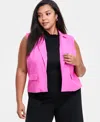Bar Iii Trendy Plus Size Cropped Vest, Exclusively At Macy's In Petunia Pink