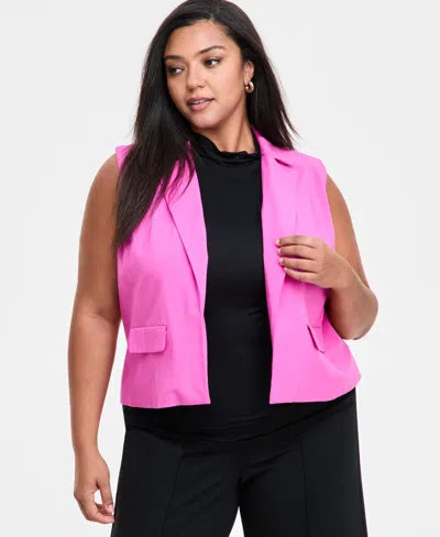Bar Iii Trendy Plus Size Cropped Vest, Exclusively At Macy's In Petunia Pink