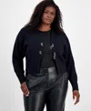 Bar Iii Trendy Plus Size Hardware Cardigan, Macy's Exclusive In Black