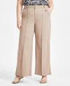 Bar Iii Trendy Plus Size High-rise Wide-leg Ponte-knit Pants, Created For Macy's In Warm Ginger