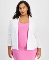 Bar Iii Trendy Plus Size Knit Drape-front Blazer, Created For Macy's In Bright White