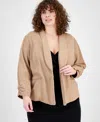 Bar Iii Trendy Plus Size Knit Drape-front Blazer, Created For Macy's In Warm Ginger