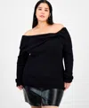 Bar Iii Women's Off-the-shoulder Ribbed Sweater, Macy's Exclusive In Black