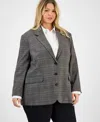 Bar Iii Trendy Plus Size Plaid Notched Collar Blazer, Macy's Exclusive In Multi