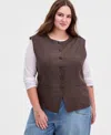 Bar Iii Trendy Plus Size Plaid Vest, Macy's Exclusive In Multi