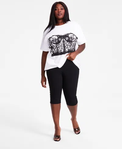 BAR III TRENDY PLUS SIZE PULL-ON HIGH-RISE STUD-TRIM CAPRI PANTS, EXCLUSIVELY AT MACY'S