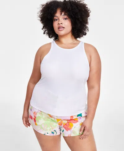 Bar Iii Trendy Plus Size Ribbed Tank Top, Created For Macy's In Bright White