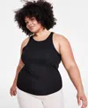 BAR III TRENDY PLUS SIZE RIBBED TANK TOP, CREATED FOR MACY'S