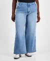 Bar Iii Trendy Plus Size Snap Track Jeans, Macy's Exclusive In Blue