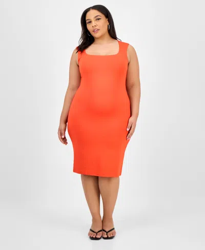 Bar Iii Trendy Plus Size Tank Dress, Exclusively At Macy's In Orange
