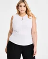 Bar Iii Women's Sleeveless Cutout Ribbed Bodysuit, Exclusively At Macy's In Bright White