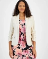 BAR III WOMEN'S 3/4-SLEEVE ONE-BUTTON FAUX-LEATHER BLAZER, CREATED FOR MACY'S