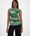 Bar Iii Women's Abstract Printed Mesh Sleeveless Blouse, Exclusively At Macy's In Black Multi