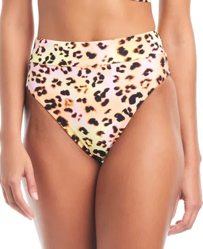 Bar Iii Women's Animal-print High-waist Bikini Bottoms, Created For Macy's In Multi