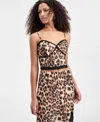 Bar Iii Women's Animal Print Lace Trim Camisole, Macy's Exclusive In Animal Print