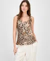 Bar Iii Women's Animal-print Scoop-neck Tank Top, Exclusively At Macy's In Desert Sand Multi