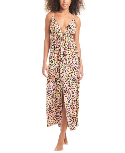 Bar Iii Women's Animal-print Swim Cover-up Maxi Dress, Created For Macy's In Multi