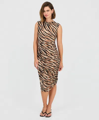 Bar Iii Women's Animal-print Mesh Dress, Macy's Exclusive In Multi