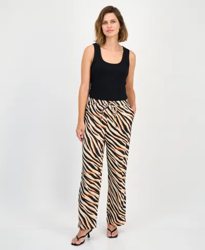 Bar Iii Women's Animal-print Pull-on Wide-leg Pants, Macy's Exclusive In Multi