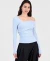 Bar Iii Women's Asymmetric Long-sleeve Top, Macy's Exclusive In Blue
