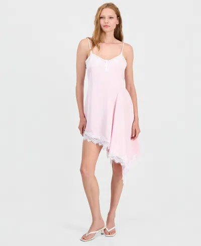 Bar Iii Women's Asymmetrical Satin Slip Dress, Macy's Exclusive In Lt Berry