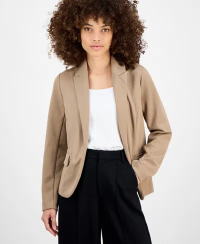 Bar Iii Women's  Blazer Ps Petite Warm Ginger Stretch Peak-lapel Open-front Fts38 In Brown
