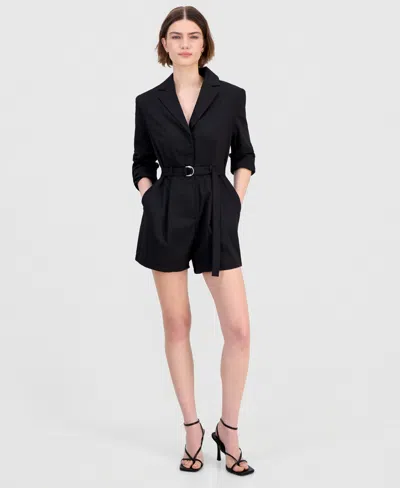 Bar Iii Women's Belted Blazer Romper, Macy's Exclusive In Black