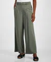 Bar Iii Women's Belted High-rise Wide-leg Pants, Exclusively At Macy's In Dusty Oliv