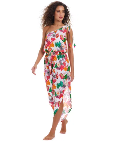 Bar Iii Women's Bermuda Babe Printed One-shoulder Jumpsuit, Exclusively At Macy's