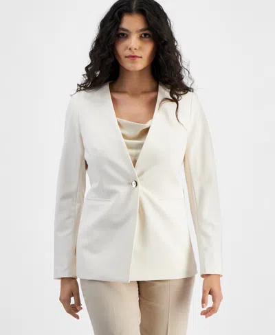 Bar Iii Women's Bi-stretch One-button Jacket, Created For Macy's In Bar White