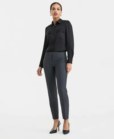 Bar Iii Women's Bi-stretch Straight-leg Dress Pants, Created For Macy's In Black