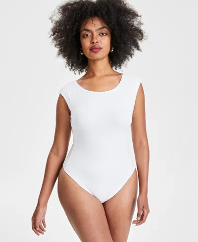 Bar Iii Women's Boat-neck Bodysuit, Created For Macy's In Bright White