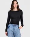 Bar Iii Women's Boat-neck Jersey Top, Macy's Exclusive In Black