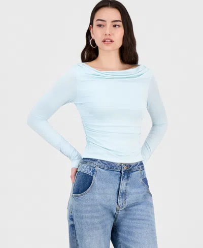 Bar Iii Women's Boat-neck Jersey Top, Macy's Exclusive In Blue