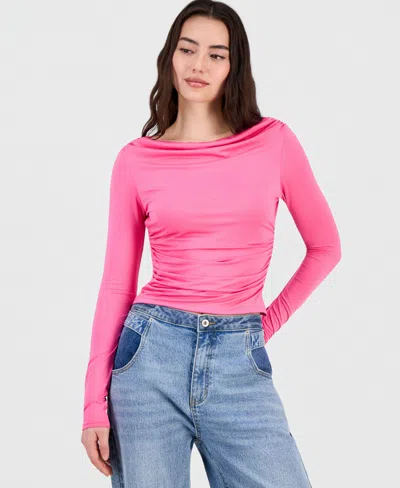 Bar Iii Women's Boat-neck Jersey Top, Macy's Exclusive In Pink